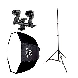 Octabox Greika 120cm Softbox + Soquete Duplo + Tripe 2,10m