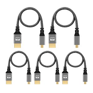 Kit 5 Cabo Hdmi Para Hdmi De 30cm Para 4k 60hz Nailon