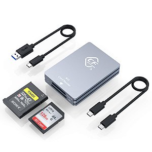 Leitor de Cartão CF Express Tipo A e SD USB 3.2 + Cabo USB-C