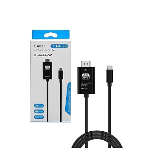 Cabo Displayport Usb-C P/ Hdmi 4K 3.1 Espelhamento 1.8m