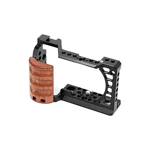 Cage Gaiola Camera Sony A6400 A6300 A6000 C/ Grip de Madeira