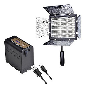 Painel Led Yongnuo Yn300 Ii Quente Frio + Bateria F970 7800m