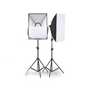 Kit 2x Iluminadores Softbox 50x70cm Led Max 45w + Tripé 2m