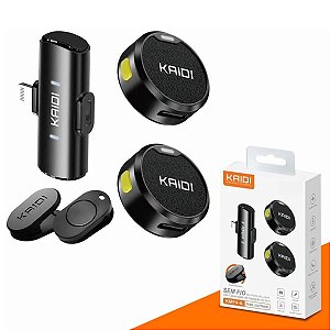 Microfone De Lapela Magnético Sem Fio Kaidi KMF4-A Lightning