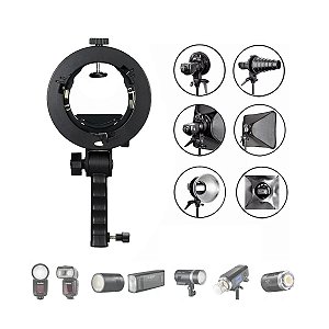 Suporte p/ Flash Speedlite V1 Ad200 c/ encaixe Bowens GFB-50