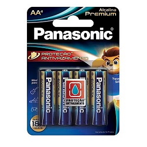 Pilha Panasonic Alcalina Premium AA CARTELA C/ 4 UN