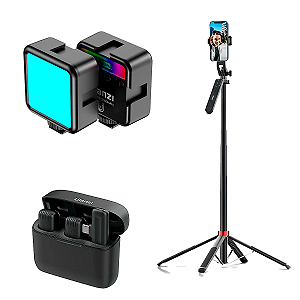 Tripé MA09 + Painel de Led VL49 + Microfone Duplo J12 Ulanzi