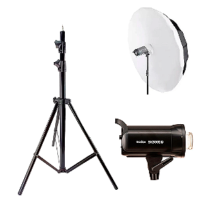Kit Estudio Flash Godox SK300II-V + Softbox 150cm +Tripé 2,8