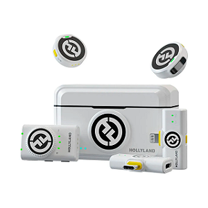 Microfone Lapela Duplo Sem Fio Hollyand Lark M2 Combo White