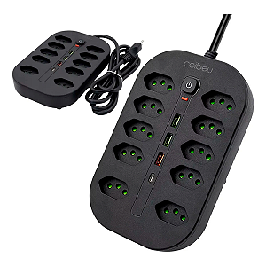 Extensão Coibeu Bivolt 10 Tomadas 3USB  2 type-C