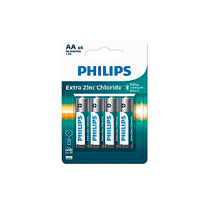 Pilha Philips AA Com 4/un Extra Zinco R6L4B/59