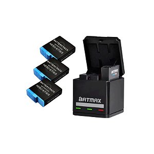3 Bateria Mamen + Carregador Batmax Gopro Hero 5, 6, 7 e 8