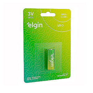 Pilha Elgin 3V Lítio CR123 - Cartela Com 1 Unidade