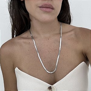 Colar malha esteira unisex banho ródio