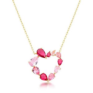 Colar com cristais em coração