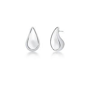 Brinco gota em ródio acetinado