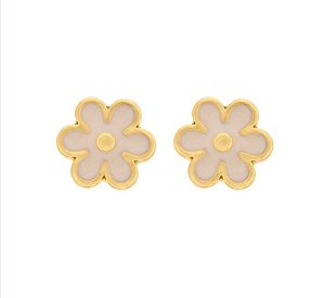 Brinco flor rosé com ouro