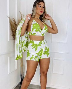 Conjunto feminino de kimono de manga longa