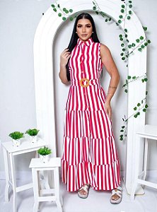 Vestido Feminino Viscose Longo com Detalhe de Botões