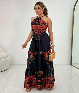 Vestido Estampado Longo