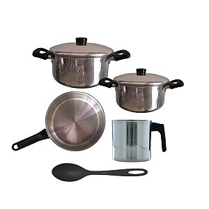 Jogo de Panelas/Frigideira Aluminio Reforçado Polido 5 Pçs