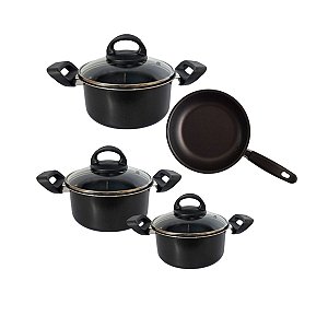 Jogo de Panela/Frigideira Aluminio Teflon Antiaderente 4 Pçs