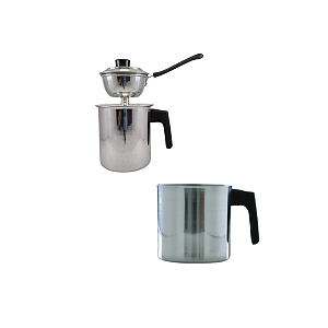 Kit/Jogo Leiteira N14 e Cuscuzeiro Mini Aluminio Extra 2Pçs