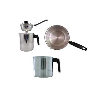 Kit/Jogo Leiteira/Papeiro/Cuscuzeiro Aluminio Extra 3 Pçs