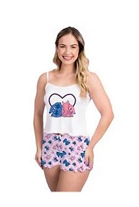 Pijama Casal Stitch e Angel
