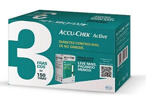 Accu Chek ACTIVE Reagentes Glicemia Com 150 Tiras - Econômico
