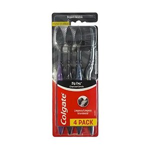 Escova Colgate Zig Zag Limpeza Interdental Com Carvão 4unds