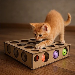 Brinquedo para gato caixa com bolinhas