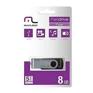 Pendrive 8GB Twist Preto MULTILASER PD587