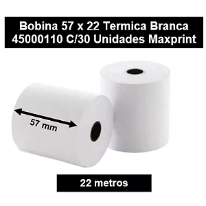 Bobina Termica 57mmX22m 48g Branca 45000110 MAXPRINT C/30 und