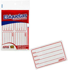 Etiquetas Cartela BR/AZ - ADERE 53mmx80mm 538