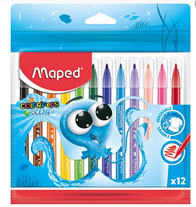 Caneta Hidrografica (Ocean Polvo) c/pct Estojo c/12 Cores