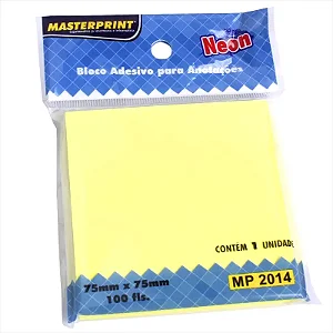 Bloco Adesivo MASTERPRINT 75x75mm 100fls AM NEON