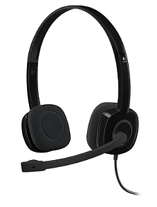 Headset com fio Logitech H151 com Microfone com Redução de Ruído e Conexão 3,5mm