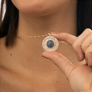Colar Olho Grego Luxo Banhado a Ouro 18K