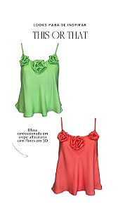 BLUSA CREPE VERDE DETALHE DE FLOR