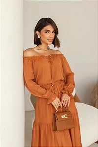 VESTIDO OMBRO A OMBRO - TERRACOTA
