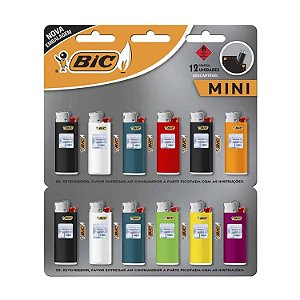 Isqueiro Bic Mini Cartela com 12 unidades