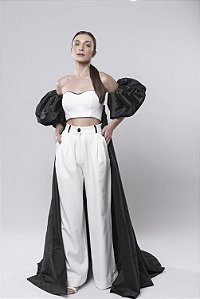 Calça reta com viés nos bolsos Venus