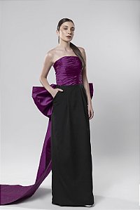 Vestido longo tomara que caia com laço nas costas Venus