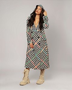 Trench coat pied de poule com capuz Circus Plus