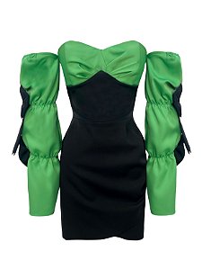 Vestido curto tomara que caia com laços Cirque