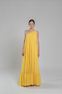 Vestido longo ombro só fluido Garden