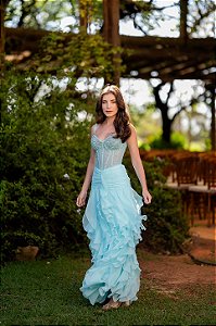 Vestido babados azul bebê Pétalas