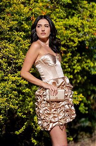 Vestido curto captone Pétalas