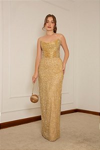 Vestido em cristais dourado Cápsula